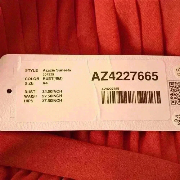 Azazie Suneeta -A-Line Pleated Chiffon Floor-Length Dress Color: Rust - Size- A4 - Picture 6 of 7